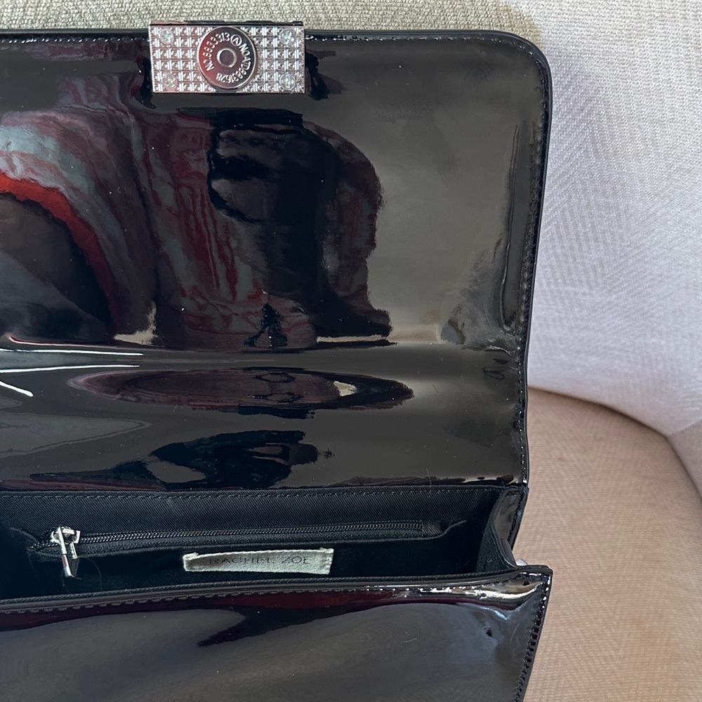 Rachel Zoe Glossy Black Clutch with Crystal Accents - Picture 6 of 16